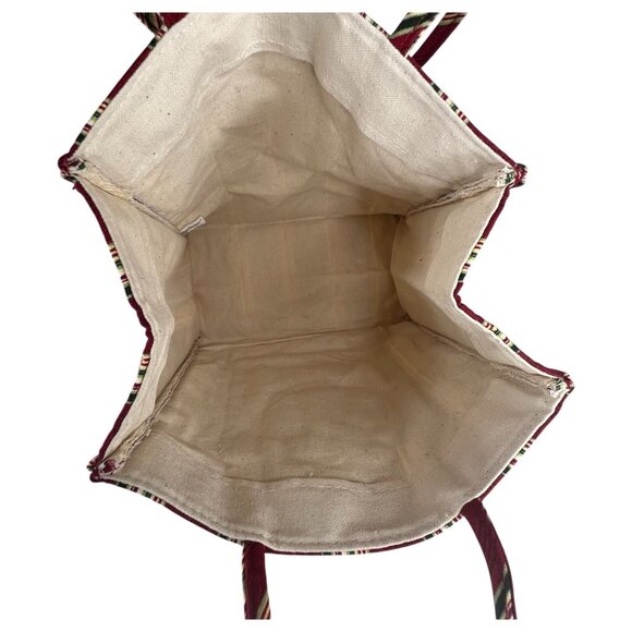 New 2005 Longaberger Basket Holiday Tote Bag Fabric Purse Stripe Embroidered VTG - Picture 9 of 9